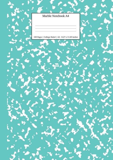 Marble Notebook A4: Turquoise Marble College Ruled Journal Paperback Young Dreamers Press
