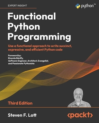 Paperback of Functional Python Programming Third Edition by Packt Publishing, showing the book cover with a blue and white design.