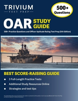 Paperback OAR Study Guide by Trivium Test Prep with 500+ practice questions for officer aptitude test preparation.