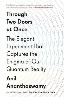 Paperback of "Through Two Doors at Once" by Dutton, featuring a cover with abstract quantum physics illustrations.