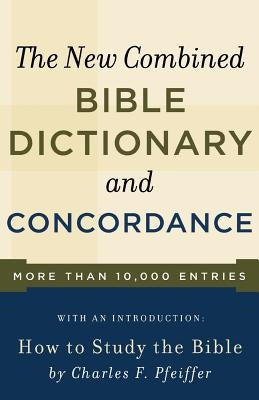Open Bible with combined Bible dictionary and concordance pages, featuring highlighted sections and detailed references.