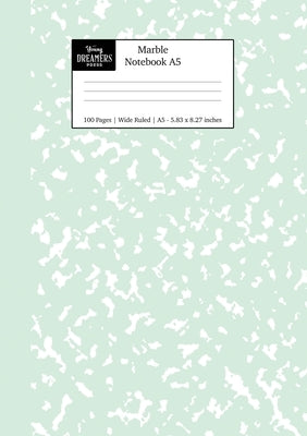 Marble Notebook A5: Mint Green Marble Wide Ruled Journal Paperback Young Dreamers Press
