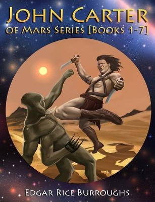 Fully illustrated John Carter of Mars series books 1-7, showcasing colorful cover art featuring sci-fi adventure scenes and characters.