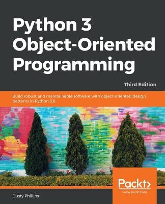 Paperback Python 3 Object-oriented Programming book by Packt Publishing, featuring cover design with Python code and pattern illustrations.