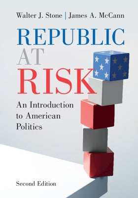 Paperback of "Republic at Risk: An Introduction to American Politics" by Cambridge University Press, showing the book cover.