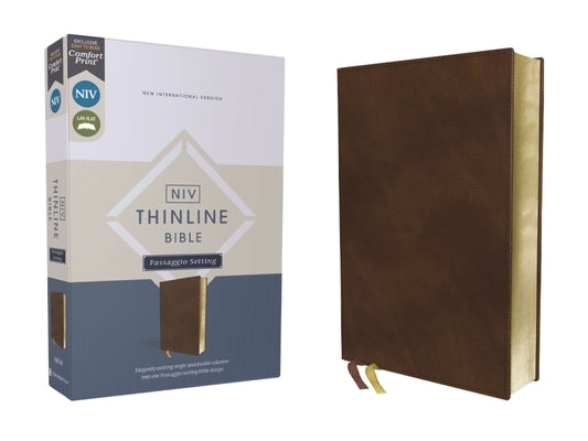 Niv, Thinline Bible, Passaggio Setting, Leathersoft, Brown, Red Letter, Comfort Print: Elegantly Uniting Single and Double Columns Into One Passaggio Zondervan