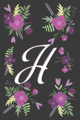 H: Letter H Initial Monogram Notebook, for Kids, Girls & Women - Pink Floral with letter H glossy and smooth finish cover Paperback Independently Published