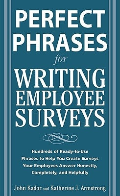 Paperback book titled "Perfect Phrases for Writing Employee Surveys" by McGraw-Hill, showing colorful cover with survey-related graphics.
