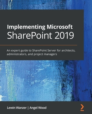 Paperback book titled "Implementing Microsoft SharePoint 2019" showing the cover with text and graphics on SharePoint Server.