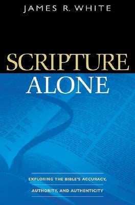 Paperback book titled "Scripture Alone" by Bethany House Publishers, featuring a cover with biblical imagery and text.
