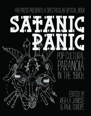 Paperback book titled Satanic Panic: Pop-Cultural Paranoia in the 1980s by FAB Press, featuring a cover with retro horror imagery.