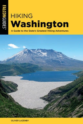 Paperback hiking guidebook titled "Hiking Washington" by Falcon Press Publishing, featuring scenic mountain and trail images.