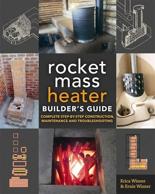 Paperback book titled "The Rocket Mass Heater Builder's Guide" showing the cover with title and author details.