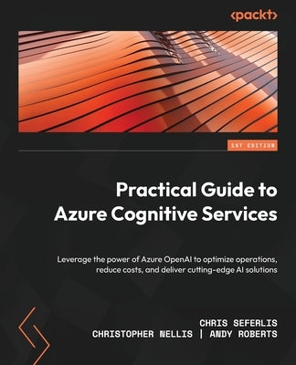 Paperback book titled "Practical Guide to Azure Cognitive Services" by Packt Publishing, featuring a cover with cloud and AI icons.