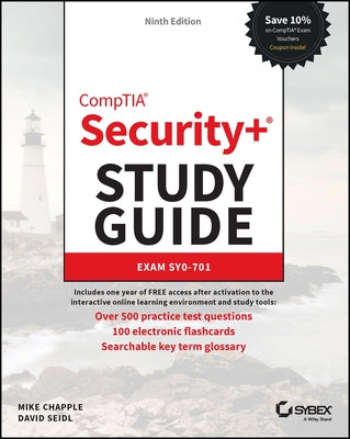 Sybex Comptia Security+ Study Guide paperback with cover image featuring exam title and practice test question graphics.
