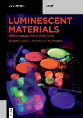 Paperback book titled "Luminescent Materials" by de Gruyter, featuring a cover with glowing illustrations related to luminescent materials.