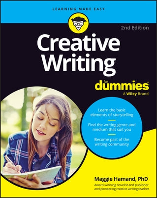 Paperback copy of Creative Writing for Dummies by For Dummies, showing the book cover with colorful design elements.