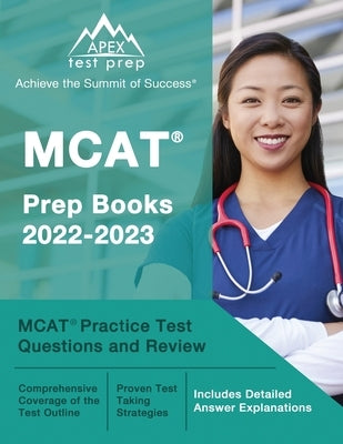 Test Prep Books MCAT prep paperback with practice test questions and detailed answer explanations for 2022-2023.