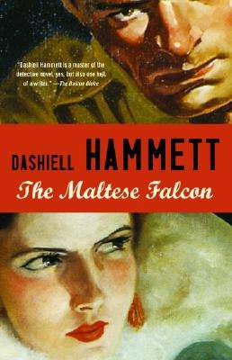 Paperback copy of The Maltese Falcon by Vintage Crime/Black Lizard, featuring a dark, vintage cover with classic noir artwork.