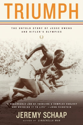 Cover image of "Triumph" by Mariner Books, featuring Jesse Owens and the 1936 Berlin Olympics on the book's front cover.