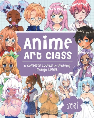 Paperback book titled "Anime Art Class" by Rock Point, featuring manga cuties drawing techniques on the cover.