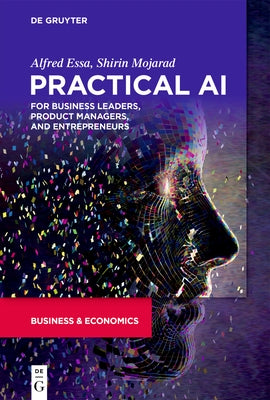Paperback book titled "Practical AI for Business Leaders, Product Managers, and Entrepreneurs" by de Gruyter, with a colorful cover design.