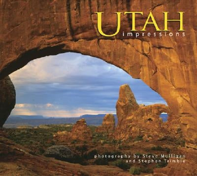 Colorful map of Utah impressions by Farcountry Press, showcasing detailed state landmarks and scenic landscapes.