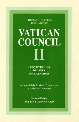 Cover image of Vatican II: Constitutions, Decrees, Declarations book by Liturgical Press showing the title and religious text design.