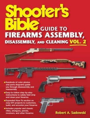 Paperback Shooter's Bible Guide to Firearms Assembly, Disassembly, and Cleaning, Vol 2 by Skyhorse Publishing, with detailed firearm illustrations.