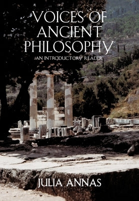 Paperback of Voices of Ancient Philosophy introductory reader, published by Oxford University Press, USA, with text pages visible.