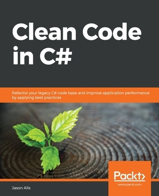 Paperback book titled "Clean Code in C#" by Packt Publishing, featuring a clean, professional cover design with coding graphics.