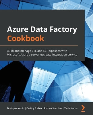 Paperback book titled "Azure Data Factory Cookbook" by Packt Publishing, focusing on building ETL and ELT pipelines with Azure.