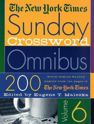 Open copy of The New York Times Sunday Crossword Omnibus by St. Martin's Griffin showing a completed crossword puzzle with clues and grid.