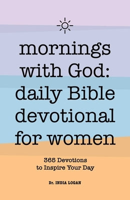 Paperback devotional book titled "Mornings with God: Daily Bible Devotional for Women" by Rockridge Press, open to a daily devotion page.