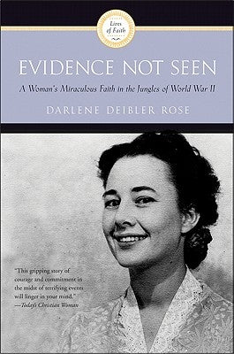 Paperback of "Evidence Not Seen" by HarperOne showing the book cover with title and author, featuring a historical wartime background.