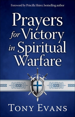 Book cover for "Prayers for Victory in Spiritual Warfare" by Harvest House Publishers, featuring spiritual imagery and bold title text.