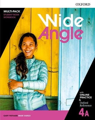 Oxford Wide Angle 4a student book paperback with online practice components, showing the cover with colorful design and title.