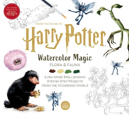 Paperback Harry Potter watercolor art book by Insight Editions featuring flora and fauna illustrations from the magical world.