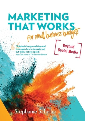 Paperback of "Marketing That Works for Small Business Budgets" by Grow Disrupt, featuring a cover with colorful text and graphics.