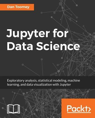 Paperback book titled "Jupyter for Data Science" by Packt Publishing, featuring a cover with code snippets and data visualization graphics.