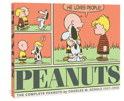 Paperback edition of The Complete Peanuts 1957-1958 Vol. 4 by Fantagraphics Books, featuring classic comic strip pages.