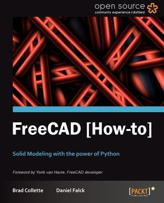 Paperback book titled "FreeCAD: Solid Modeling with Python" by Packt Publishing, featuring a cover with technical illustrations.