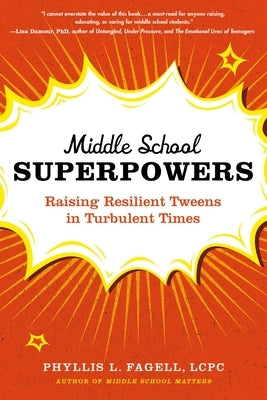 Paperback book titled "Middle School Superpowers" by Hachette Go, featuring resilient tweens on the cover.