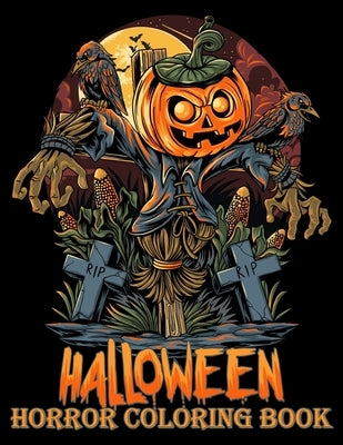Paperback Halloween Horror Coloring Book featuring spooky pumpkins, perfect for teens and adults to relax and reduce stress.