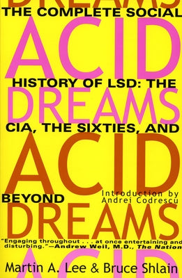 Paperback book titled "Acid Dreams" by Grove Press, featuring a vintage-style cover on social history of LSD and the 1960s.