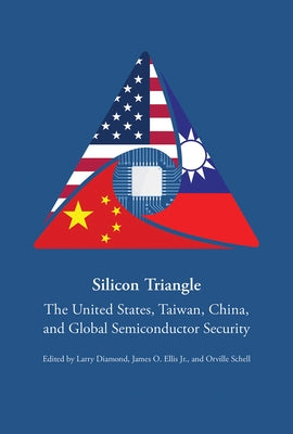 Paperback book titled "Silicon Triangle" by Hoover Institution Press, featuring a cover with a map of the United States, Taiwan, and China.
