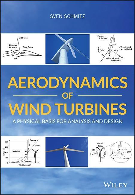 Paperback book titled "Aerodynamics of Wind Turbines" by Wiley, featuring a cover with wind turbine illustrations.