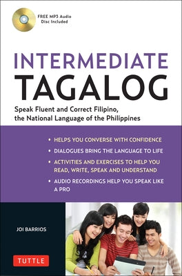 Paperback of "Intermediate Tagalog" language book by Tuttle Publishing showing the cover with Tagalog and English titles.
