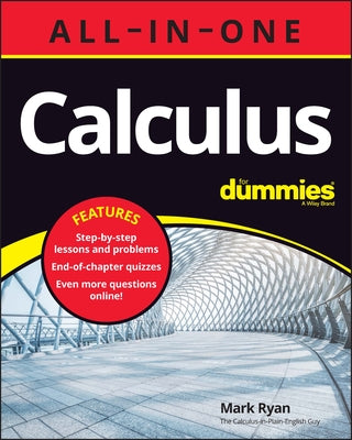 Paperback Calculus All-In-One for Dummies book with colorful cover, featuring mathematical formulas and the For Dummies logo.