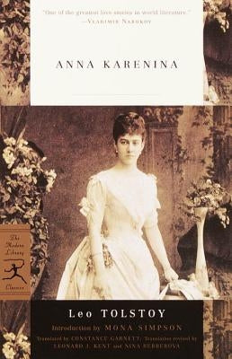 Paperback edition of Anna Karenina by Modern Library, featuring a classic book cover with elegant typography and artwork.